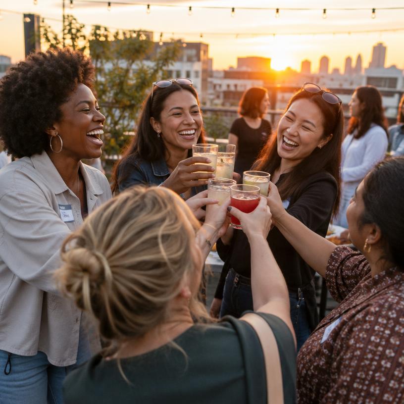Rooftop meetup at golden hour